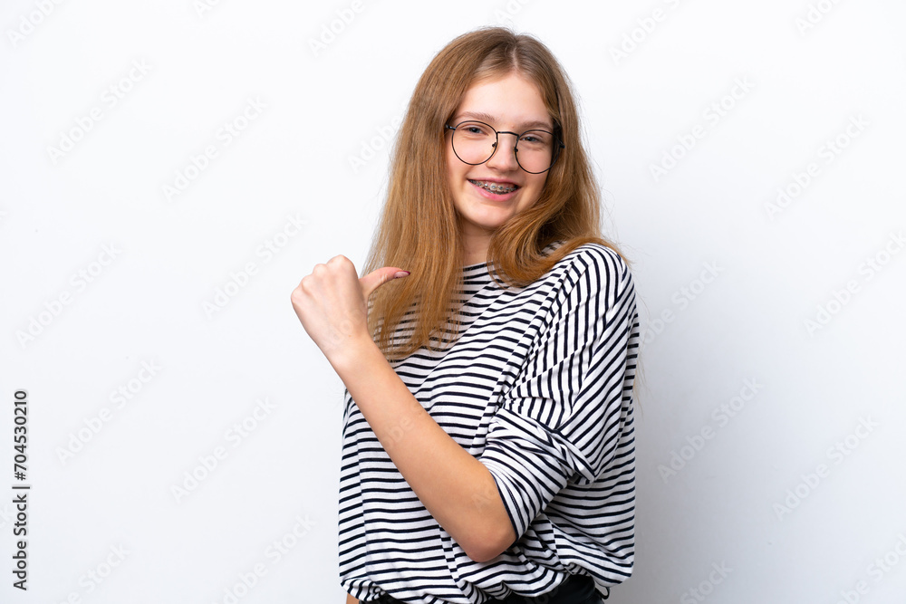 Teenager Russian girl isolated on white background proud and self-satisfied Teenager Russian girl isolated on white background proud and self-satisfied