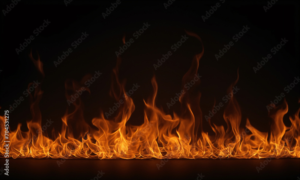 Abstract fire particles, sparks and smoke in the air with fire flames on a dark background Abstract fire particles, sparks and smoke in the air with fire flames on a dark background