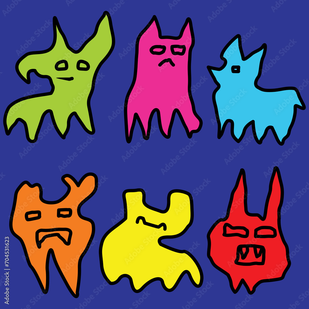 Halloween monster set cartoon character design Halloween monster set cartoon character design