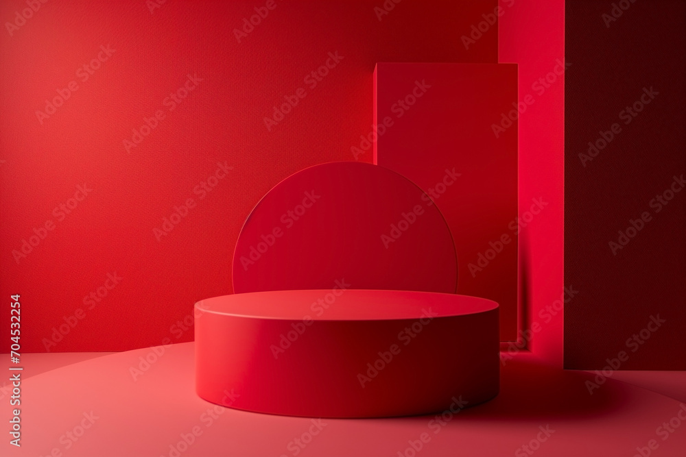 Product display red podium for product presentation. Product display red podium for product presentation.