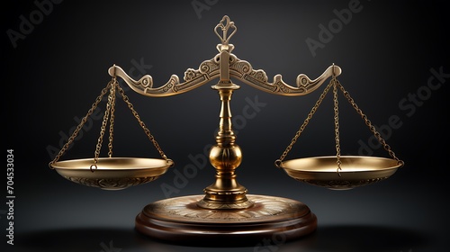Scales of justice on a black background. 3d rendering.