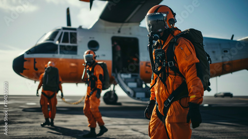 Air rescue team preparing to parachute, AI Generated © Shining Pro