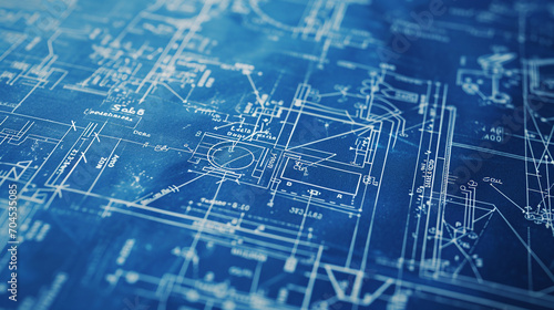 Accounting terms illustrated as blueprint schematics, AI Generated photo