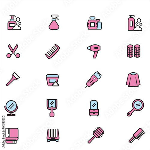 hair care barber shop salon beauty accessory isolated  icon vector illustration pack