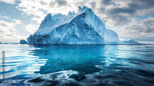 Iceberg with larger chunk underwater symbolizing unseen aspects of investment, AI Generated