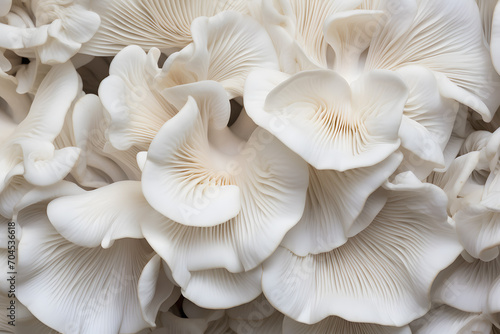 Underside of white oyster mushroom background photo