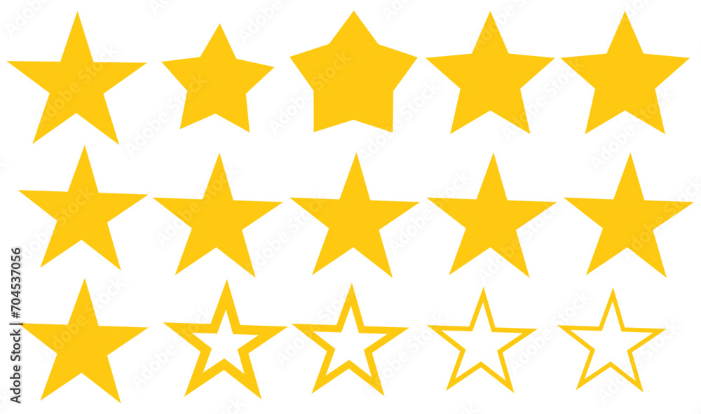 5 star vector icons. Set of star symbols isolated. Rating star signs collection 5 star vector icons. Set of star symbols isolated. Rating star signs collection