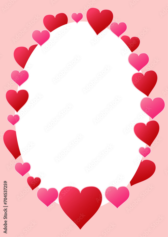 A heart frame with red and pink hearts, Valentin's Day, transparent center