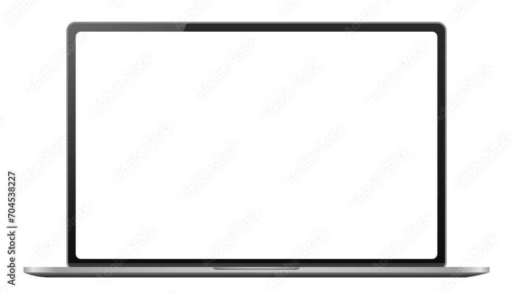 Modern laptop mockup with empty white monitor, laptop device template mockup isolated - vector Modern laptop mockup with empty white monitor, laptop device template mockup isolated - vector