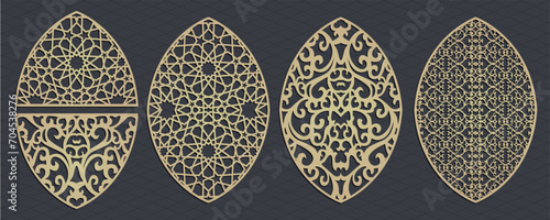 Set vector arches, eps,arch design for laser, plasma and cnc cutting. Oriental arabic patterns.Interior partition panels