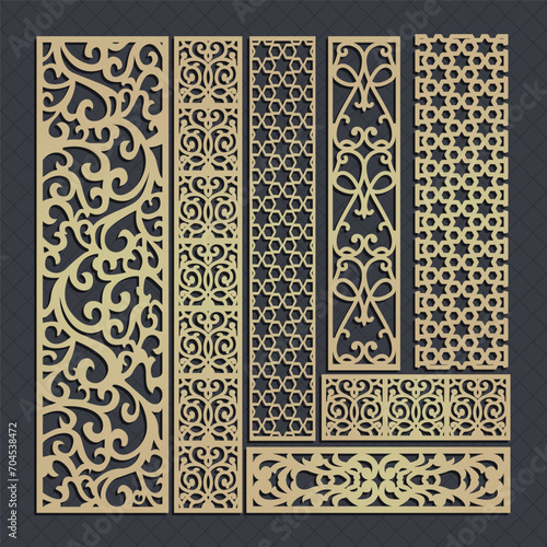 Set vector arches, eps,arch design for laser, plasma and cnc cutting. Oriental arabic patterns.Interior partition panels