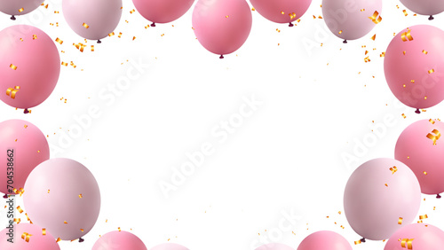 Celebration party banner with pink balloons background vector illustration. card greeting design