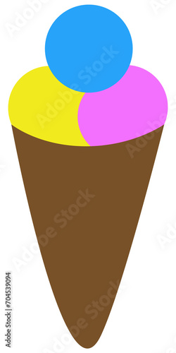 Illustration of delicious three flavors ice cream on transparent background
