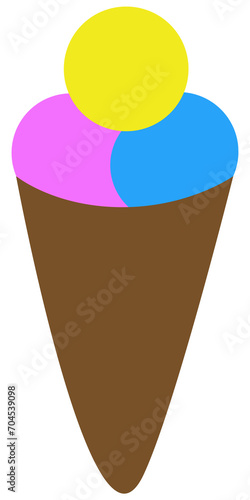 Illustration of delicious three flavors ice cream on transparent background