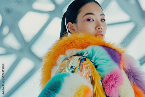 Model in a fur coat
