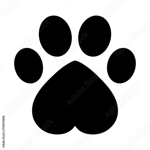 Paw footprint with heart, love paw print icon, cute animal track – stock vector
