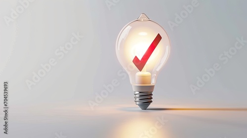 Light bulb with a check mark in it