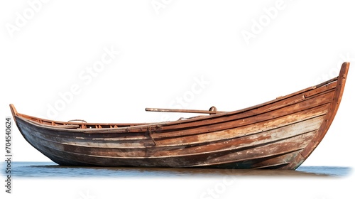 Old wooden boat isolated on white background. Clipping path included.