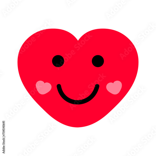 Happy smile face in heart form, cartoon red heart character with funny face, satisfaction with life or the result, growth positive mindset, happiness emotion, satisfied client feedback - vector