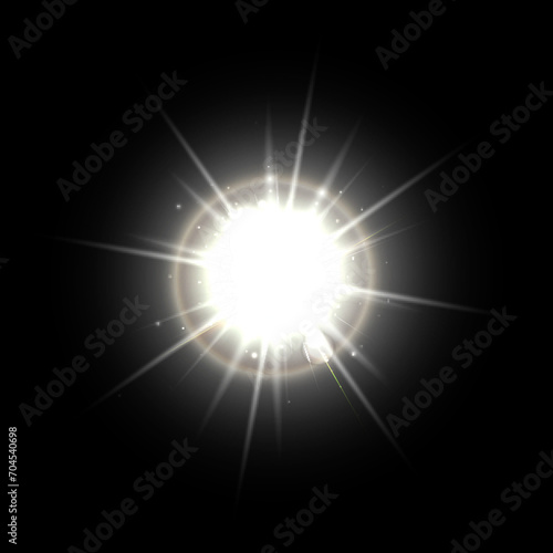 Abstract sun star, transparent sunlight flare light effect - stock vector