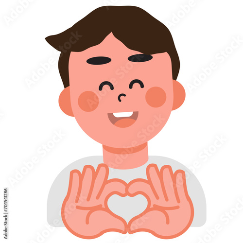 Boys and girls express their love in heart-shaped sign language on Valentine's Day. SVG