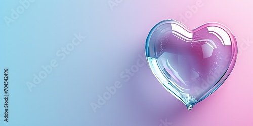 Transparent Glass Heart on Gradient Background