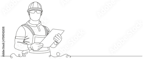 Building Construction worker line art style vector illustration
