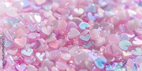 Pink and blue hearts confetti background. Valentine's Day background.