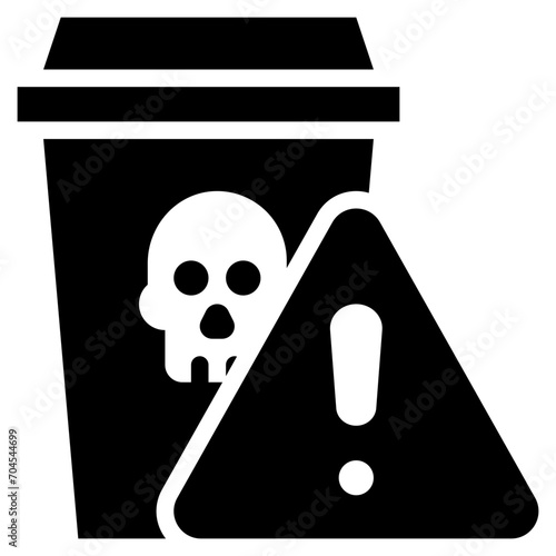 garbage danger bin risk caution toxic exclamation solid glyph