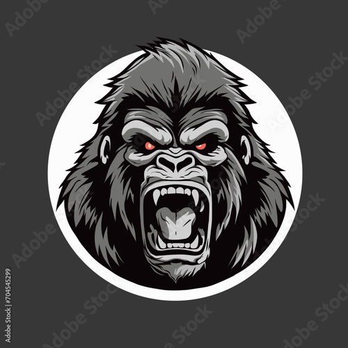 Gorilla Angry Face Vector Logo Illustration