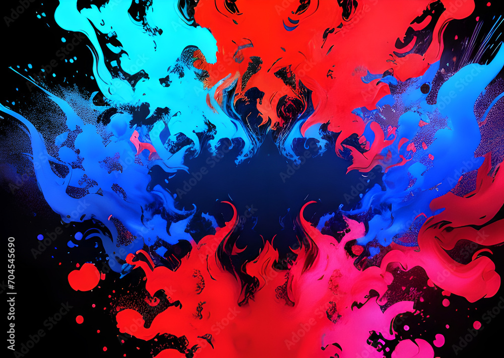 Fire sparkles on a black background Abstract police banner in red and blue Generative AI	