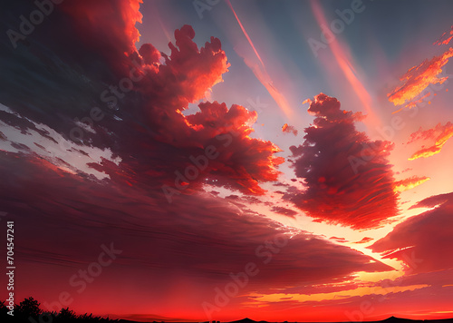 Vibrant sunrise ultra high quality hyper realistic beautiful vibrant viva purple color sunset sky landscape,Generative AI