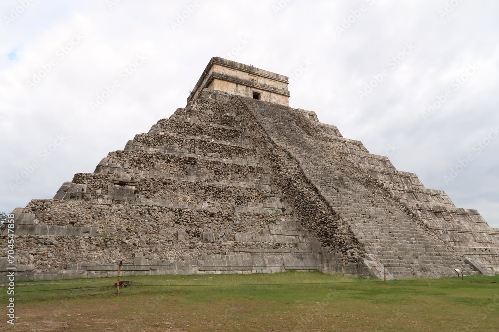 The Kukulcan Pyramid, El Castillo, The Castle, view onto one of its destroyed facades, Chichen Itza, Valladolid, Mexico