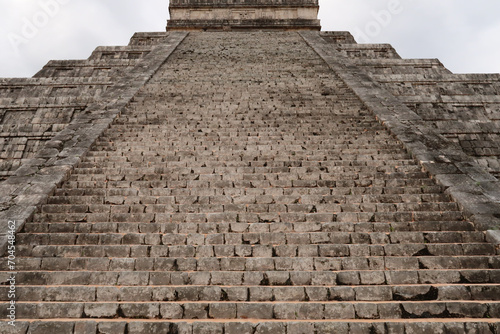 The stairs on the front of the Kukulcan Pyramid, El Castillo, The Castle at Chichen Itza, close to Valladolic, Mexico photo