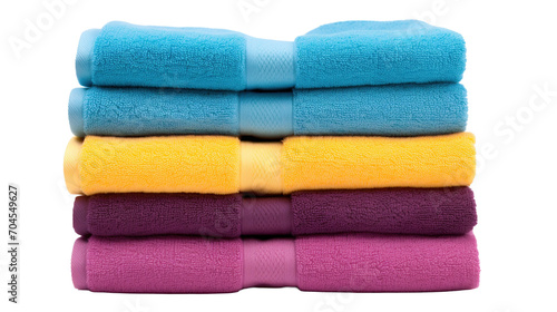stack of colored towels on transparent background