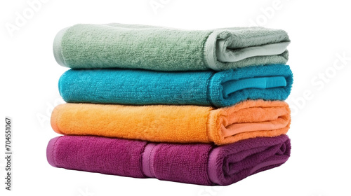 stack of colorful towels on transparent background