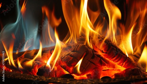 hot burning flames close up