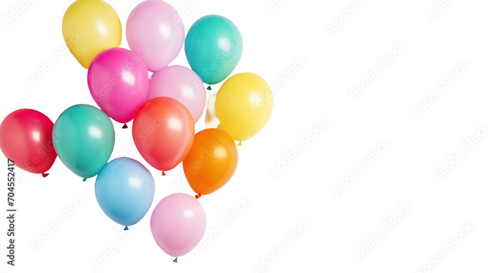 colorful flying balloons isolated on transparent background