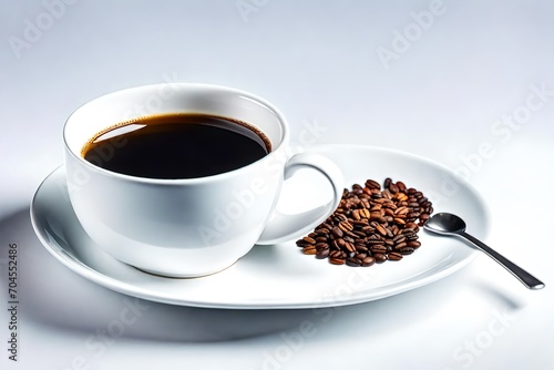 White cup of black coffee isolated on white background with clipping path 