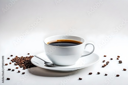 White cup of black coffee isolated on white background with clipping path 
