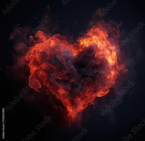 Heart made of fire background