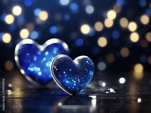 wo heart-shaped stones on a bokeh background create a romantic and love-filled ambience, perfect for a Valentine's concept. Ample copy space is available.