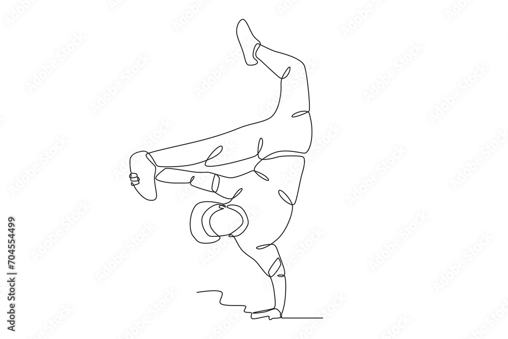 A man dancing while performing. Dancing one-line drawing A man dancing while performing. Dancing one-line drawing