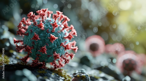A 3D rendering illustration of a macro virus background, designed for medical contexts © Matthew