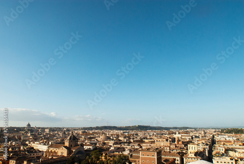  Historic Rome city skyline from the terrace of the Altare della Patria in Piazza Venezia, Rome, Lazio, Italy, Europe 