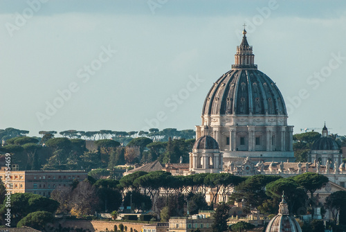  Historic Rome city skyline from the terrace of the Altare della Patria in Piazza Venezia, Rome, Lazio, Italy, Europe 