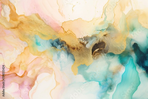 Abstract watercolor paint background colorful stains marble lines