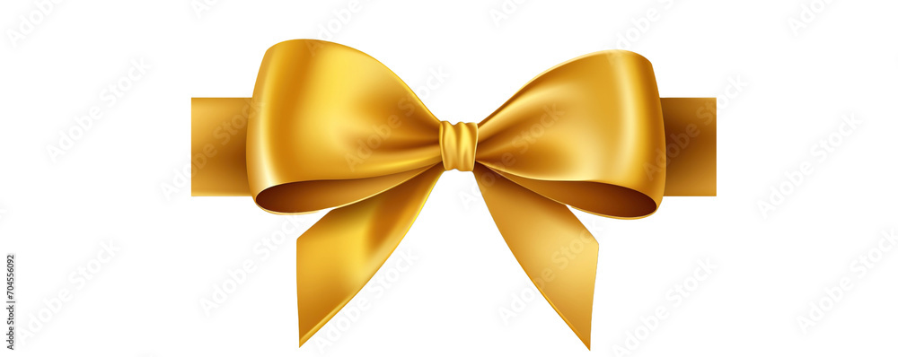 Bow and gold ribbon isolated on transparent background