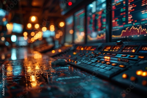 Computer Trading Station Displaying Stock Market Charts