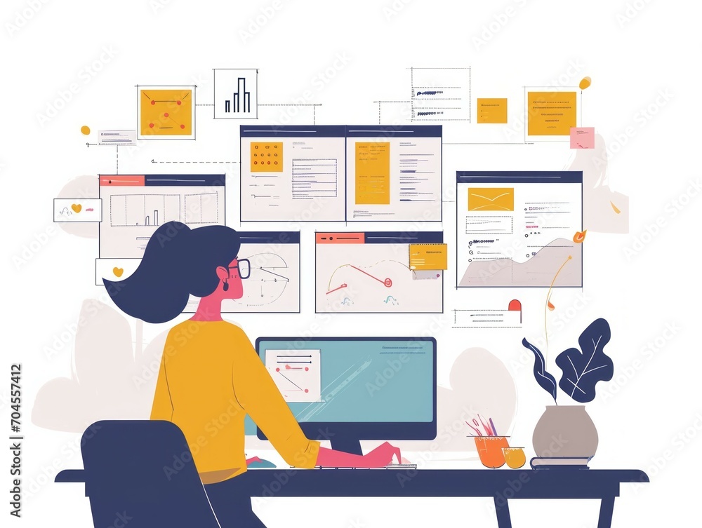 Naklejka premium Coordinating with Care: Eco-Friendly Task Mastery Online